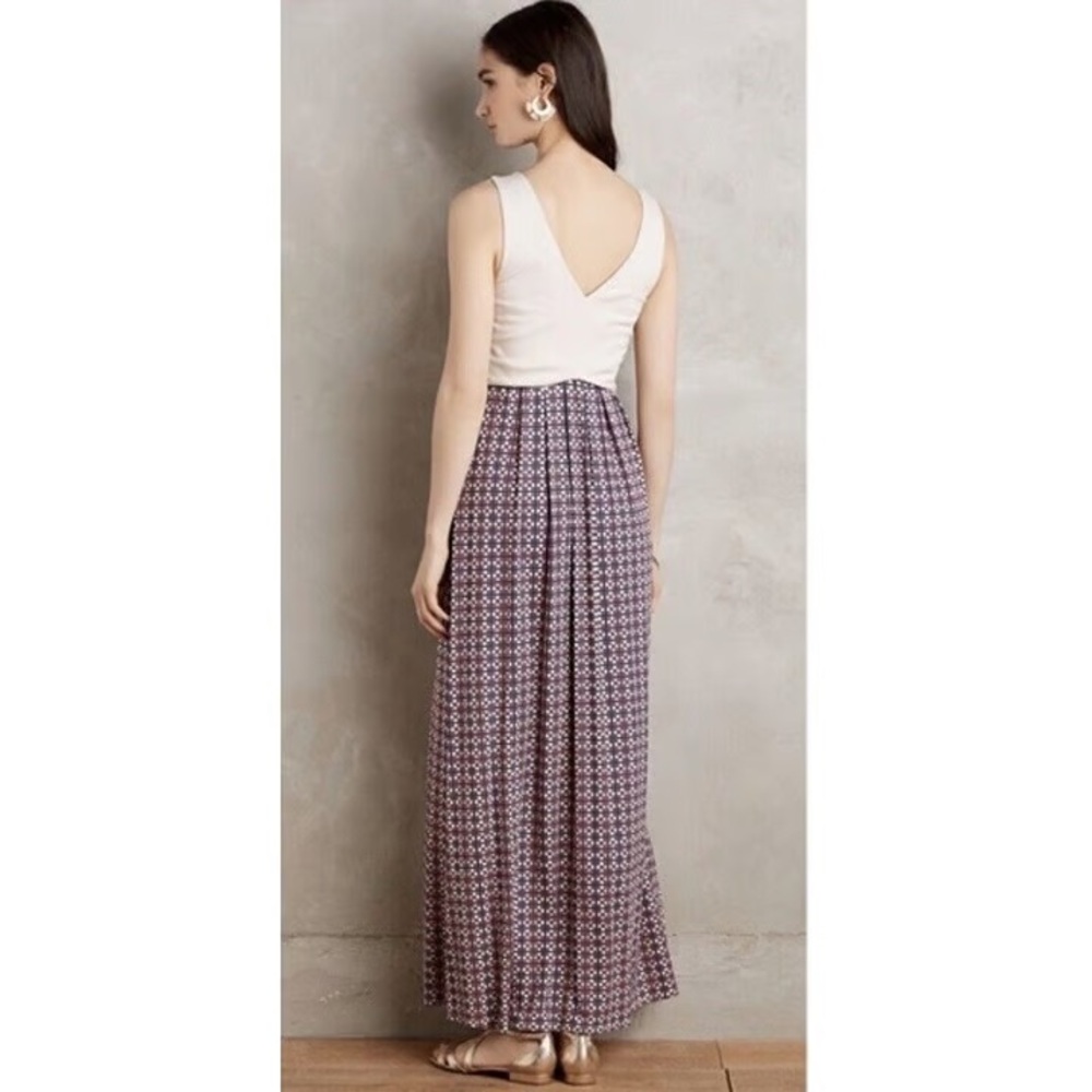 Anthropologie Mauve Elysian Purple Pink and Cream Maxi Dress